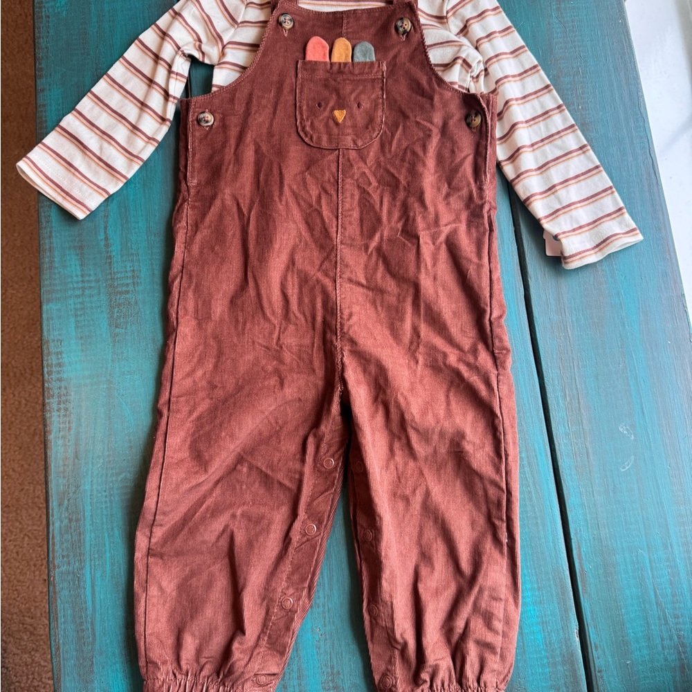 Carter's Rust Brown Overalls with Colorful Tab Detail